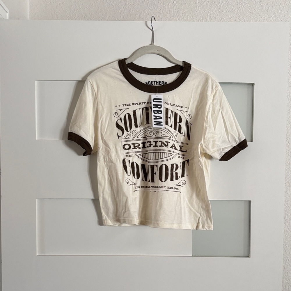 Urban Outfitters Southern Original Tee - Cream and Brown